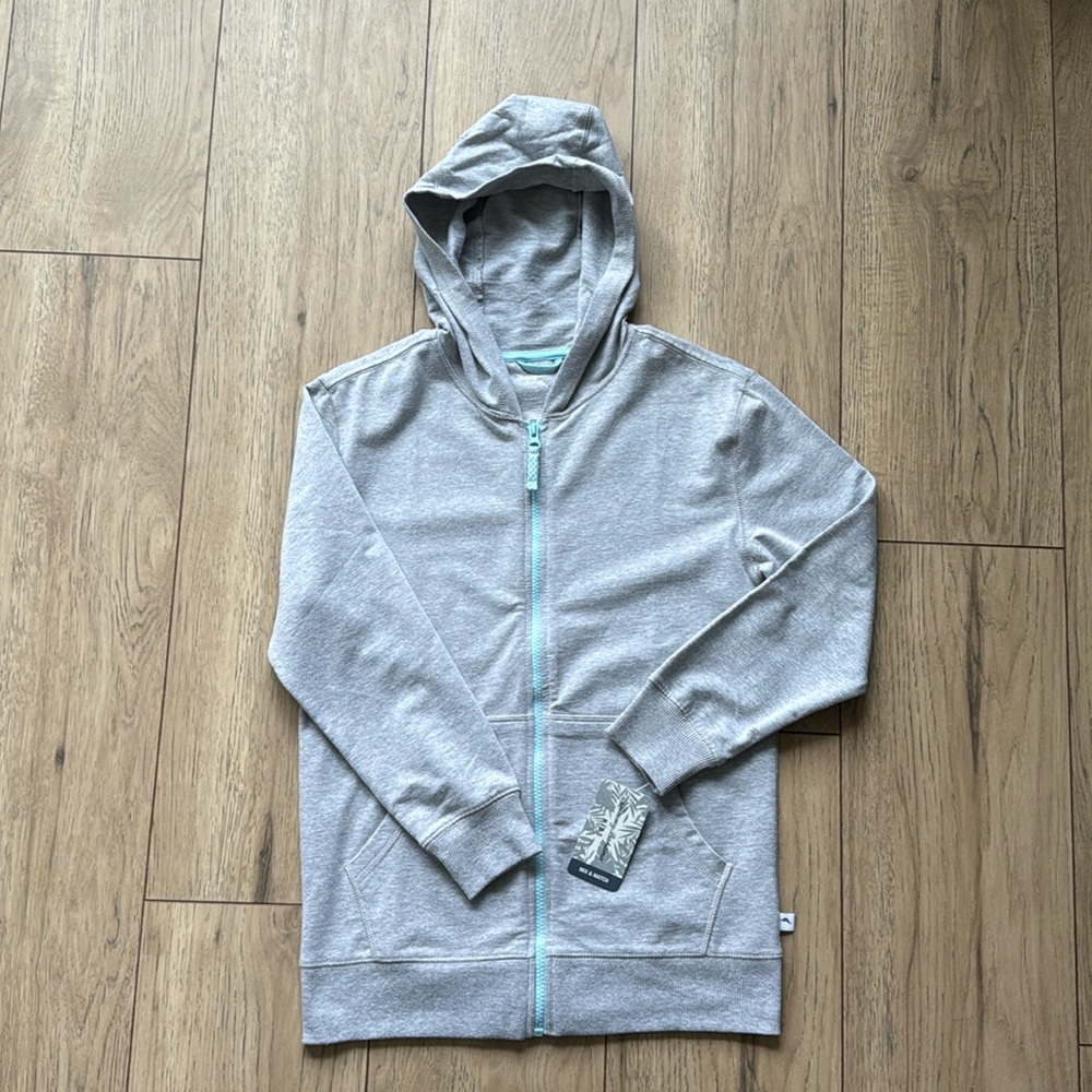 NWT Tommy Bahama Kids Full Zip Gray and Blue Hooded Sweatshirt Large